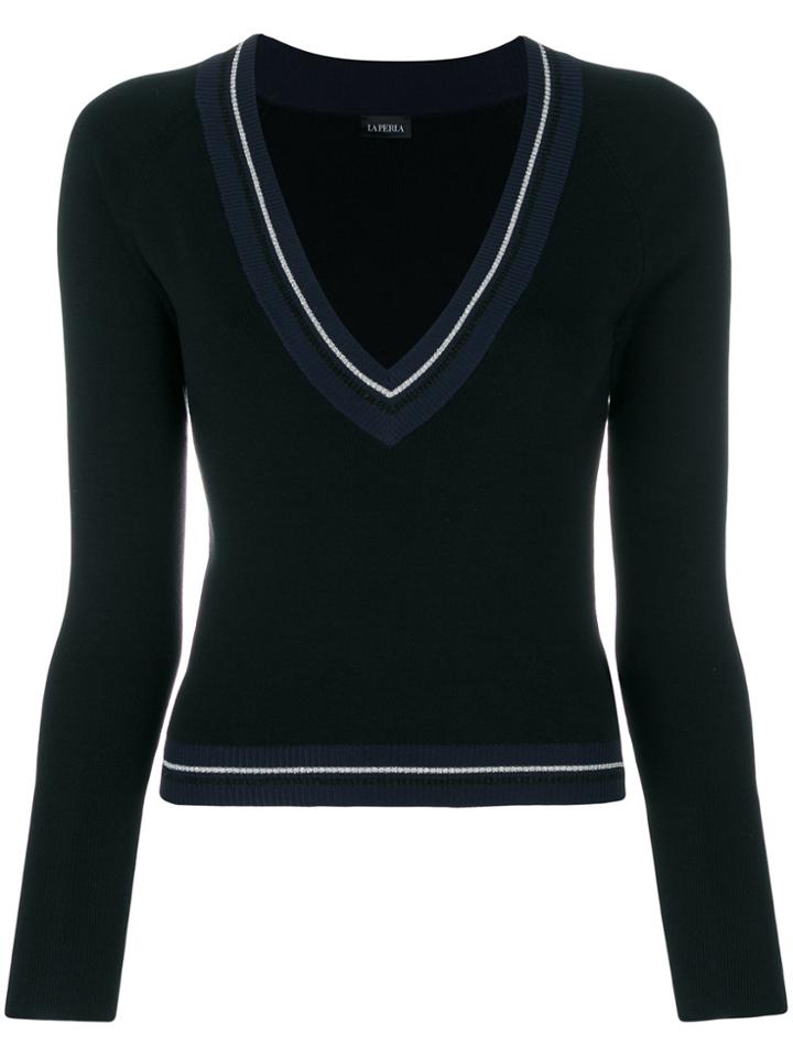 La Perla Silk Soul V-neck Jumper - Black