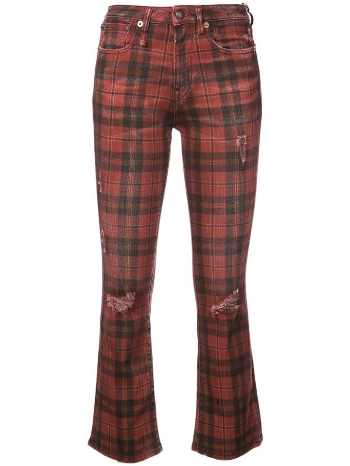 R13 Cropped Plaid Jeans - Multicolour