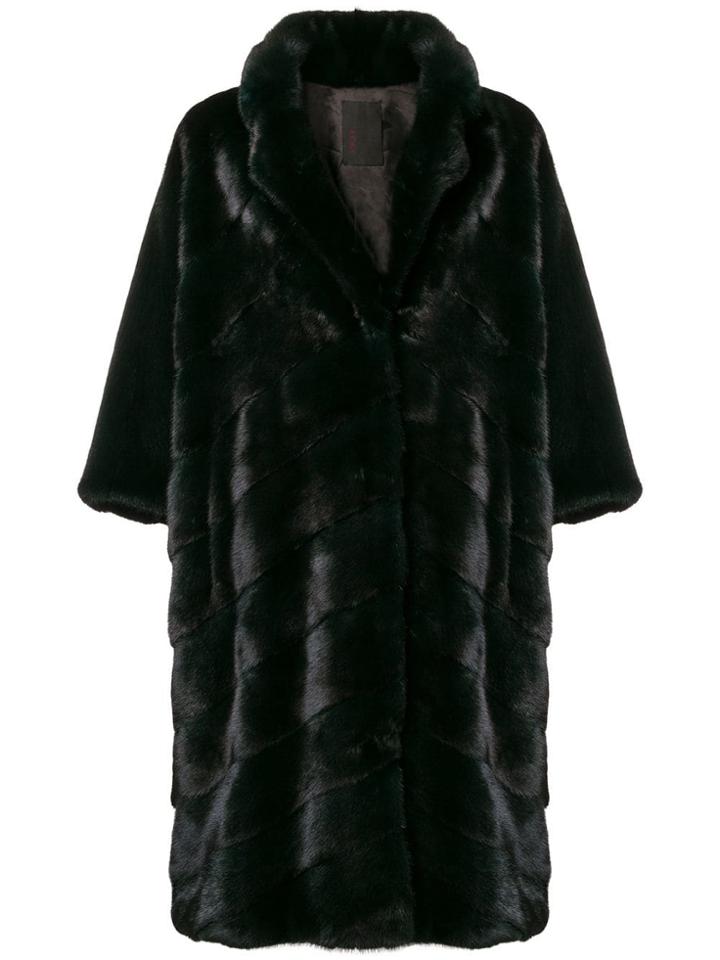 Liska Oversized Midi Coat - Black