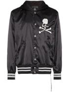 Mastermind Japan Hooded Varsity Embroidered Jacket - Black
