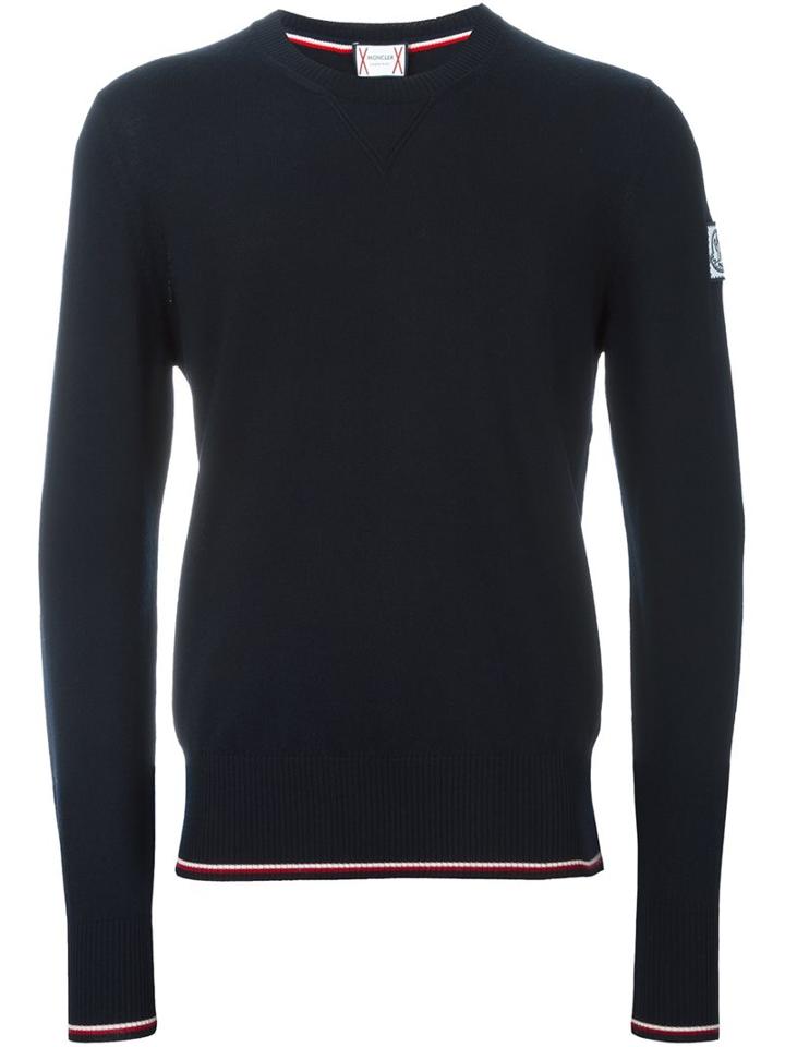 Moncler Gamme Bleu Crew Neck Jumper, Men's, Size: Small, Blue, Cotton/virgin Wool