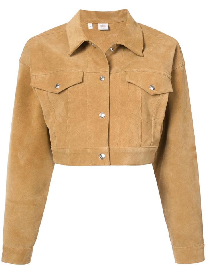 Re/done Cropped Fringe Jacket - Brown