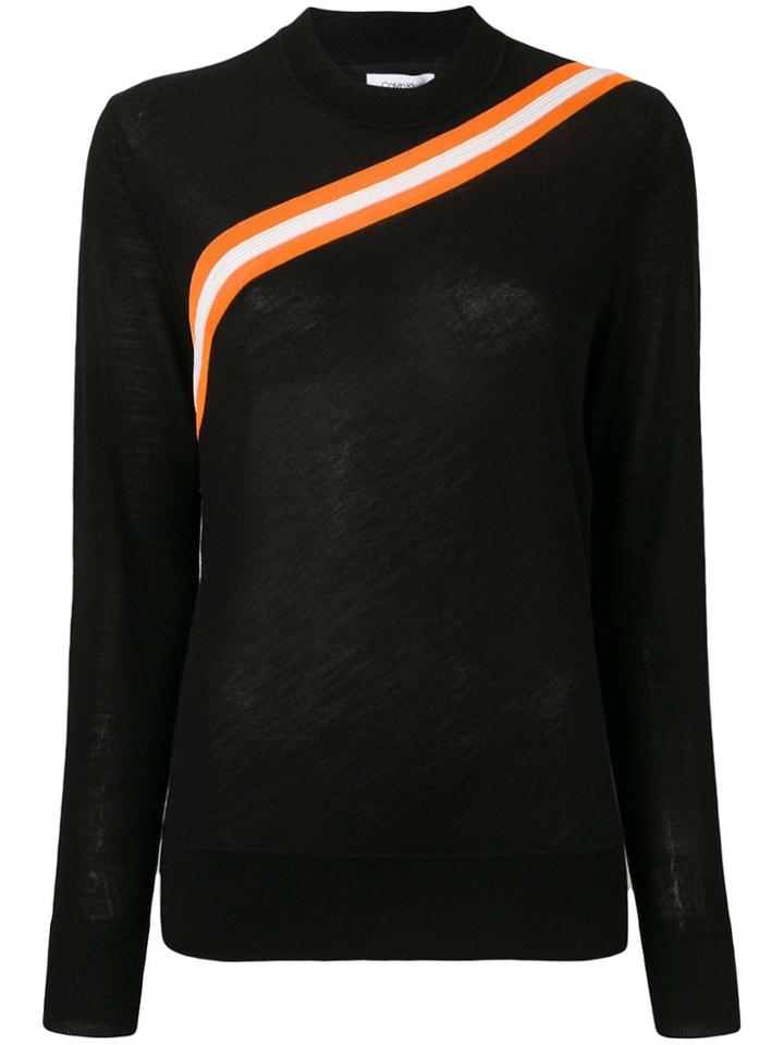 Calvin Klein Diagonal Stripe Knitted Top - Black