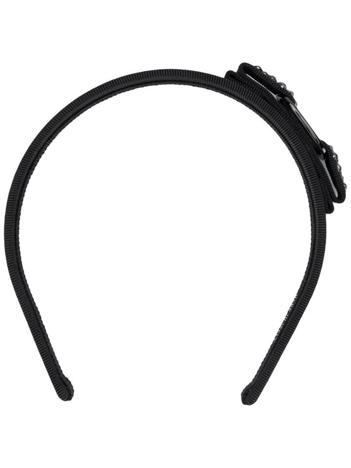 Salvatore Ferragamo Rhinestone Bow Headband - Black