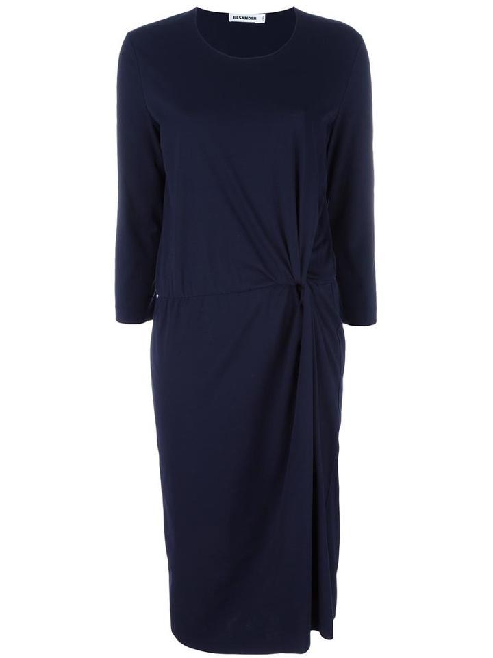 Jil Sander Knot Detail Dress, Women's, Size: 34, Blue, Cotton