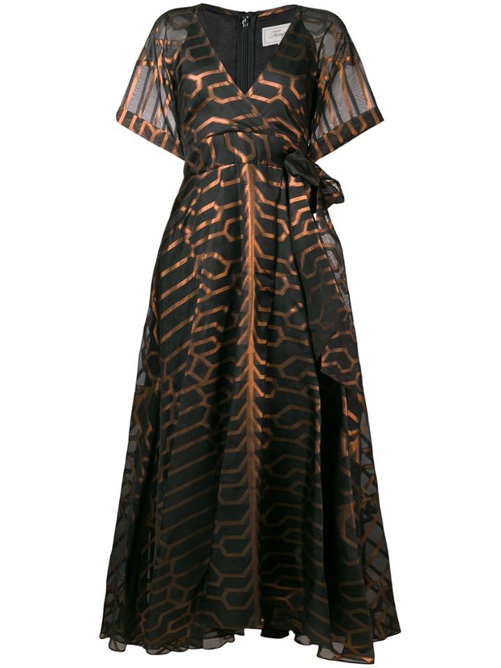 Temperley London Printed Short Sleeve Evening Dress - Black