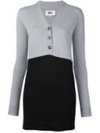 Mm6 Maison Margiela Buttoned Colour Block Sweater, Women's, Size: Small, Grey, Wool
