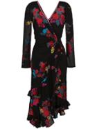 Etro Deep-v Floral Wrap Dress - Black