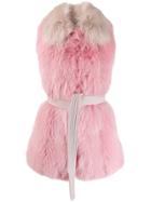 Blancha Sleeveless Belted Coat - Pink