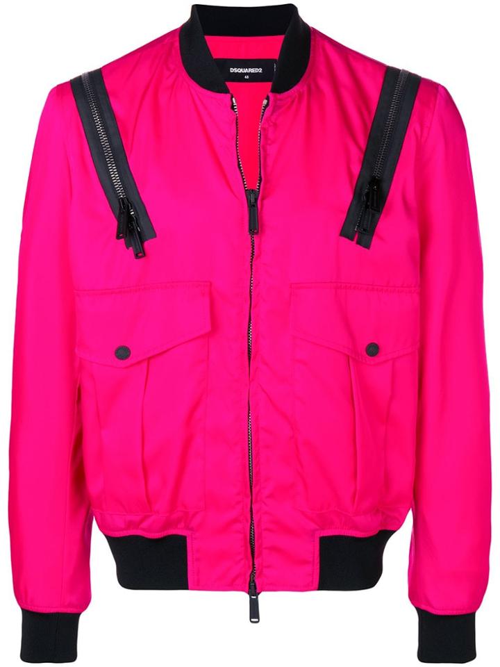 Dsquared2 Contrast Bomber Jacket - Pink