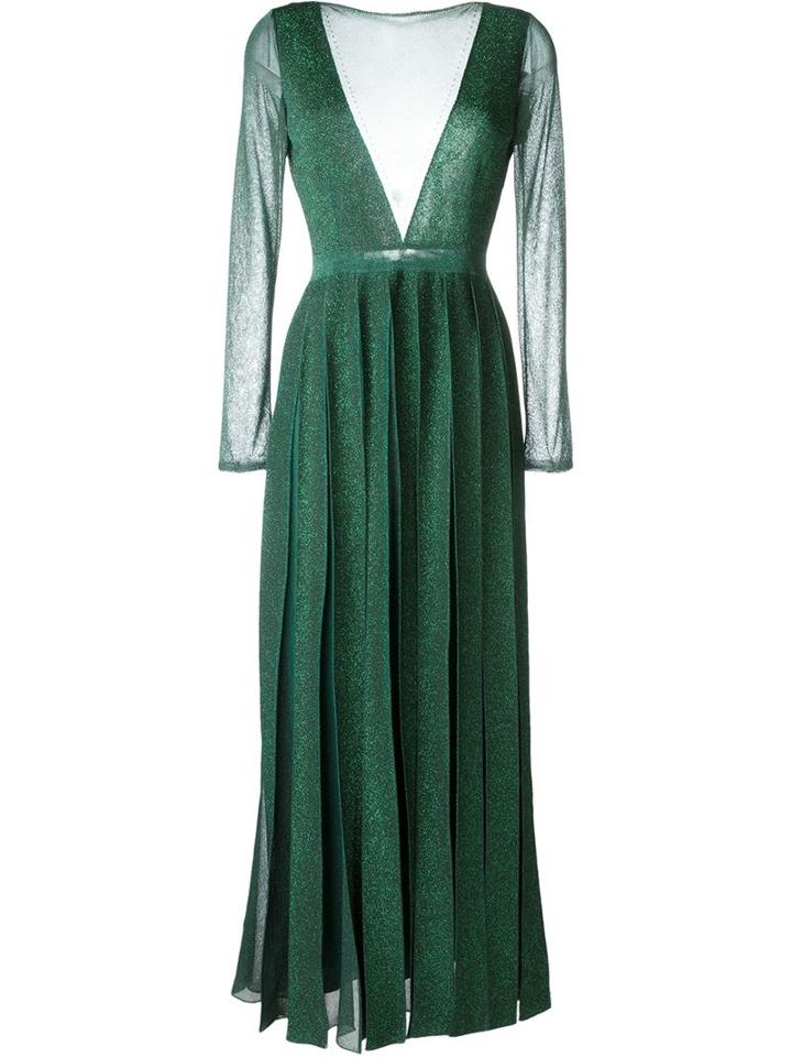 Missoni Mesh Cut-out Glitter Gown, Women's, Size: 40, Green, Rayon/polyester/cupro/spandex/elastane