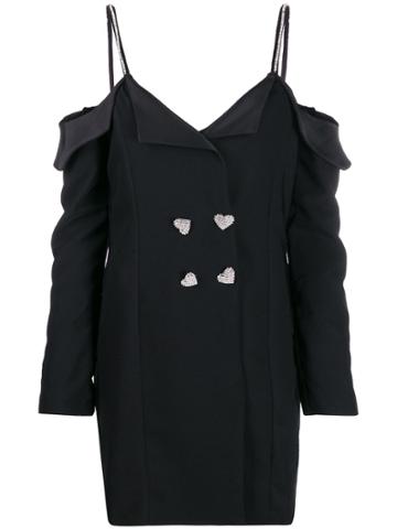 Silvia Astore Embellished Strap Tuxedo Dresss - Black