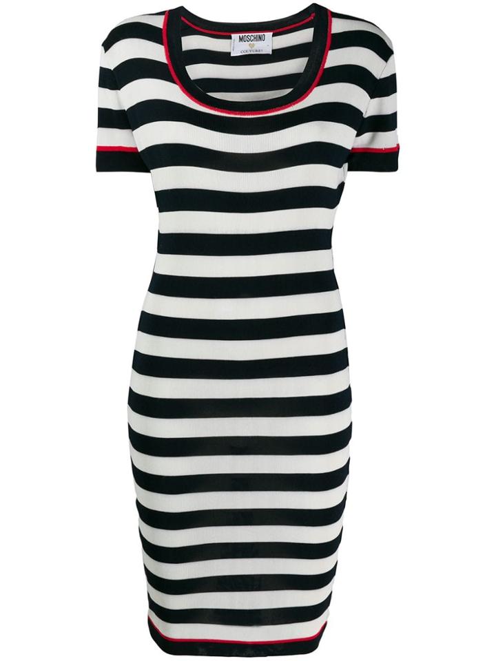 Moschino Pre-owned Striped Fitted Dress - White