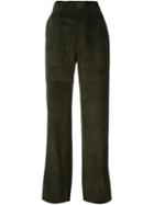 Stouls 'tabrouk Velours' Trousers, Women's, Size: Small, Green, Lamb Nubuck Leather/cotton/lyocell/spandex/elastane