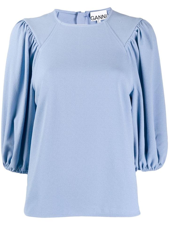 Ganni Three Quarter Length Sleeve Blouse - Blue