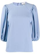 Ganni Three Quarter Length Sleeve Blouse - Blue