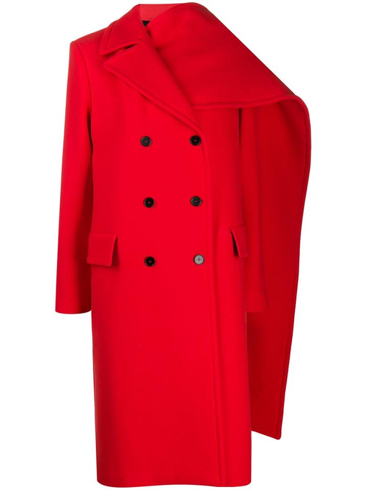 Msgm Draped Panel Coat - Red