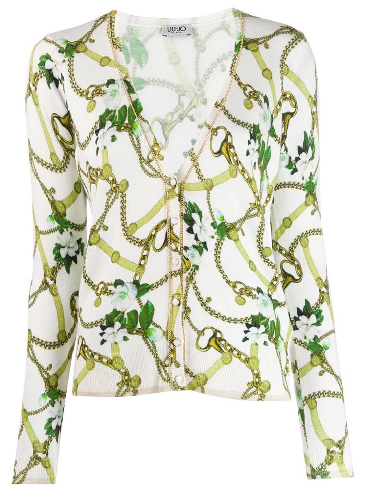 Liu Jo Chain Trimmed Cardigan - White