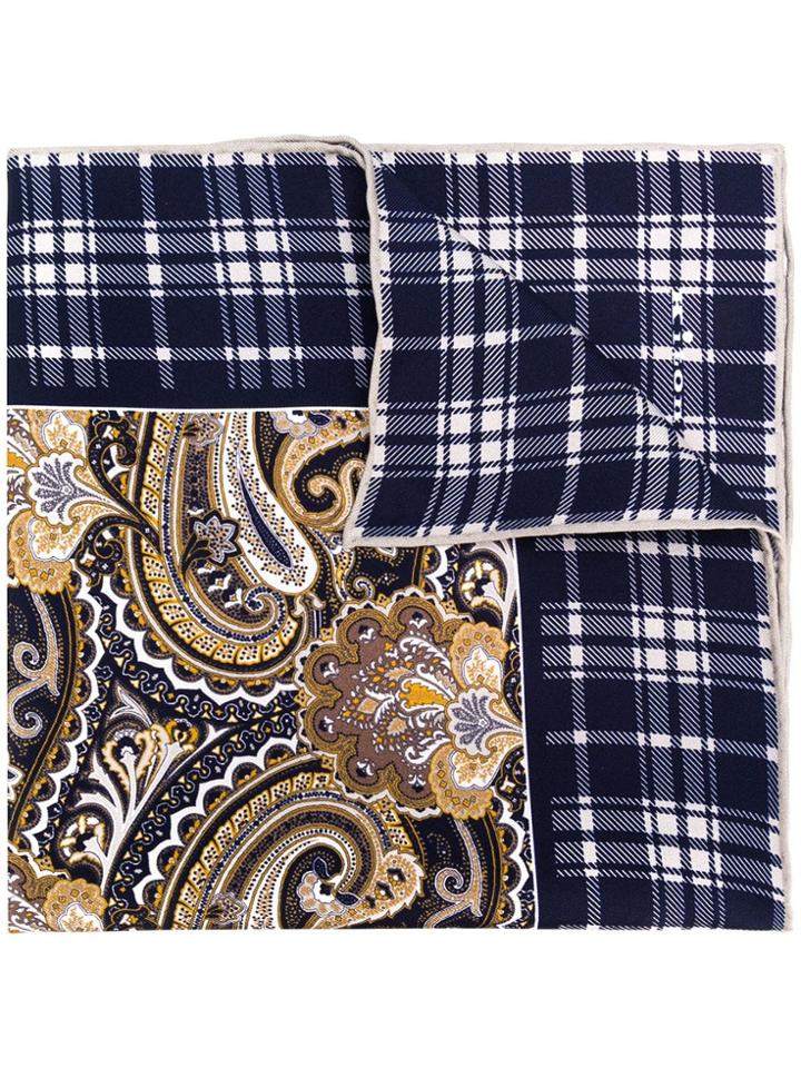 Kiton Mixed Print Scarf - Blue