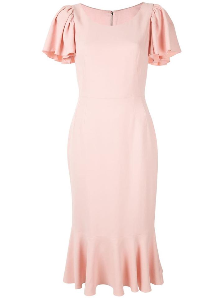 Dolce & Gabbana Flutter Sleeve Midi Dress - Pink