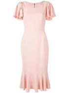 Dolce & Gabbana Flutter Sleeve Midi Dress - Pink
