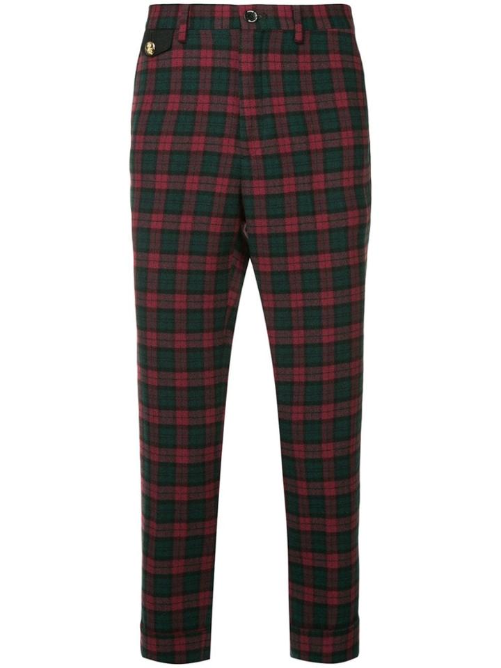 Education From Youngmachines Check Cropped Trousers - Red