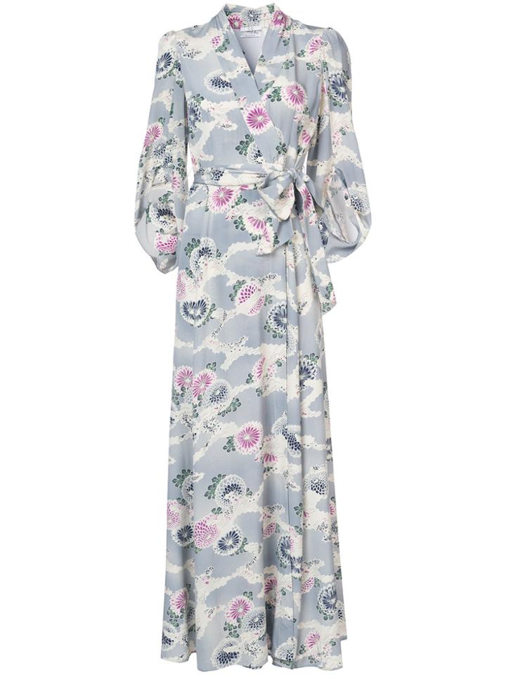 Co Kimono Sleeve Wrap Maxi Dress - Blue