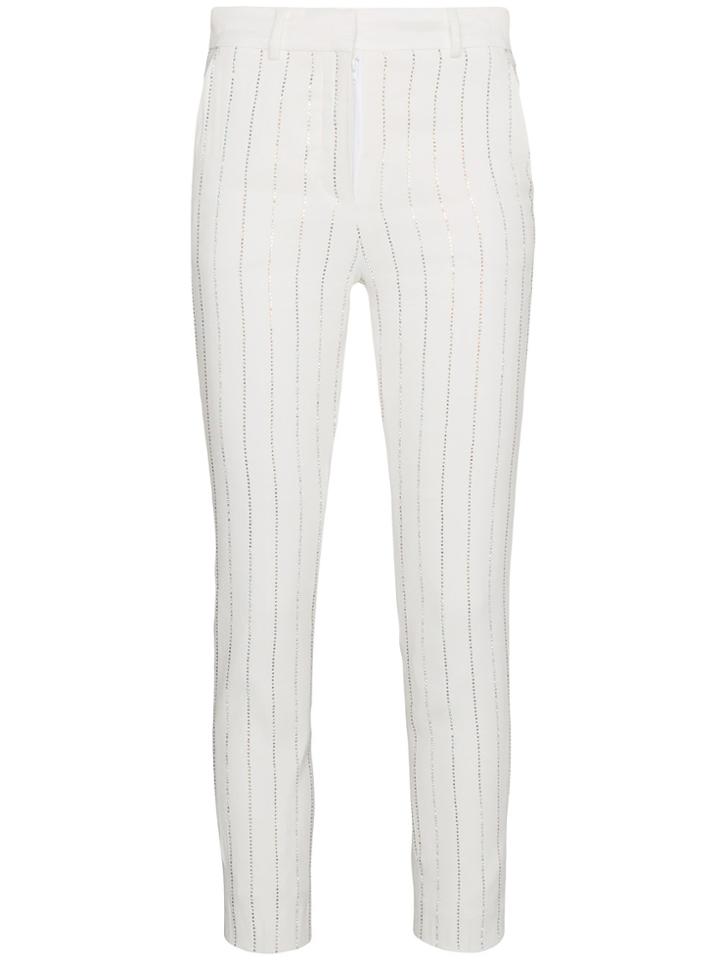 Filles A Papa Crystal Striped High Rise Trousers - White