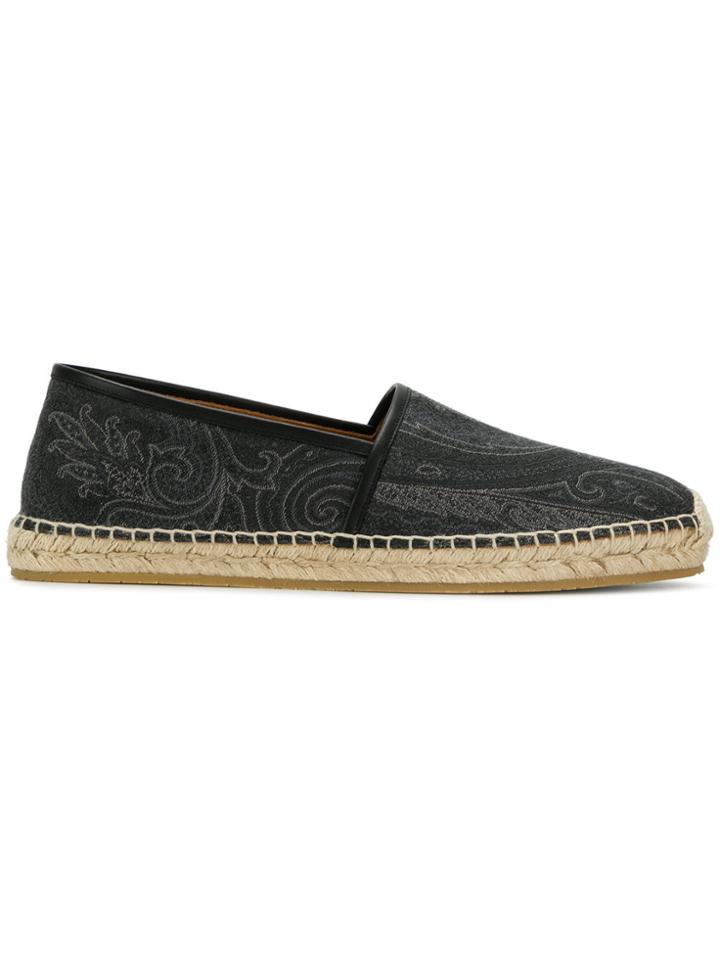 Etro Embroidered Pattern Espadrilles - Grey