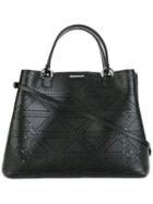 Emporio Armani Perforated Detail Tote Bag, Women's, Black, Sheep Skin/shearling