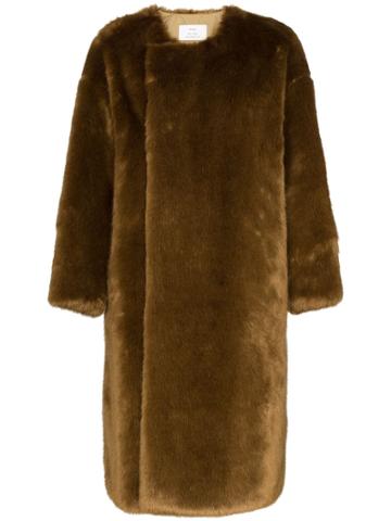 Hyke Faux Fur Reversible Coat - Brown