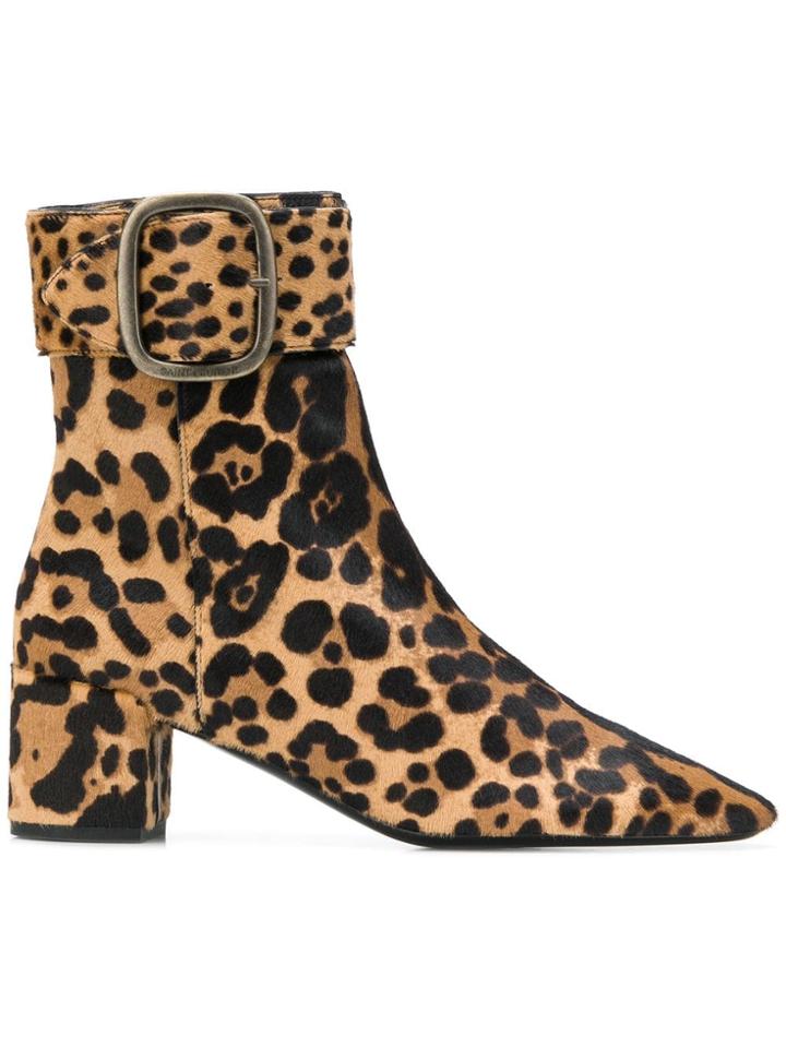 Saint Laurent Joplin Buckle Boots - Nude & Neutrals