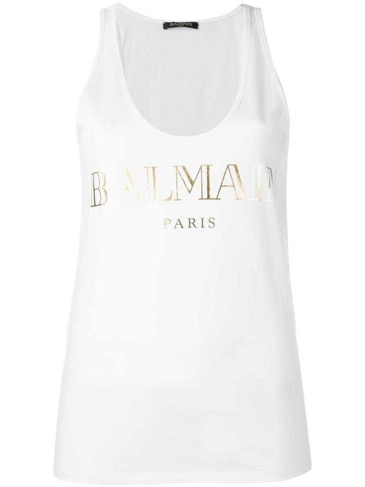 Balmain Logo Tank Top, Women's, Size: 40, Cotton