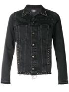 Overcome Studded Collar Denim Jacket - Black
