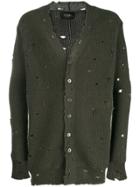 Overcome Distressed Oversized Cardigan - Green
