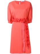 Blumarine Ruffled Strap Dress, Women's, Size: 46, Red, Cotton/polyamide/spandex/elastane