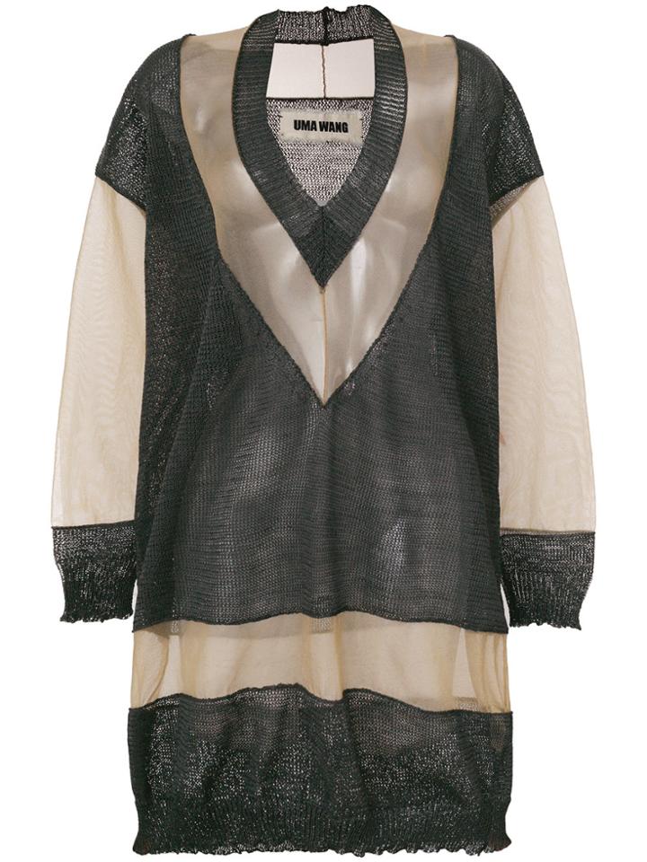 Uma Wang Sheer Paneled Knitted Jumper - Black