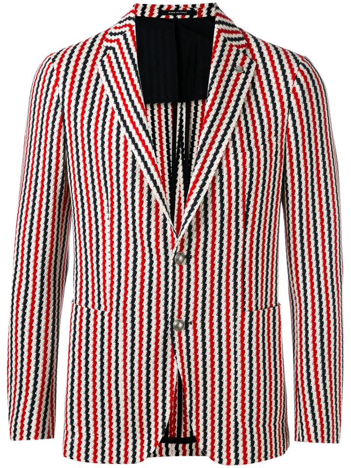 Tagliatore - Striped Blazer - Men - Cotton/cupro - 46, Red, Cotton/cupro