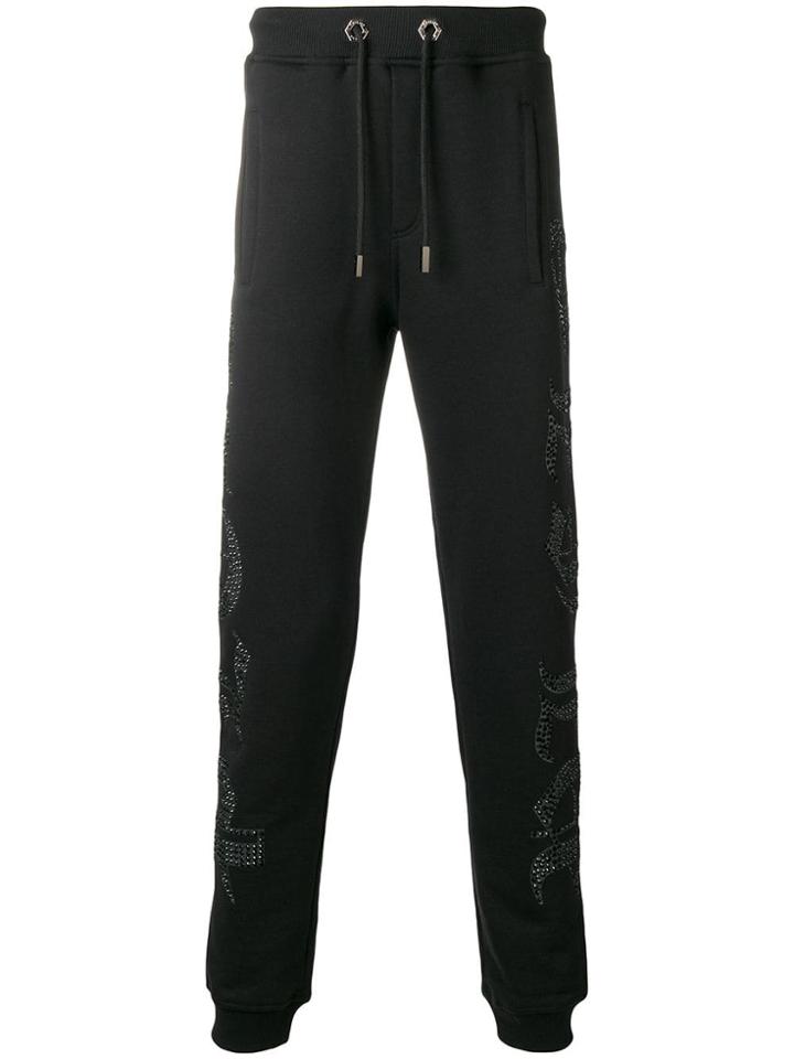 Philipp Plein Rhinestone Logo Track Pants - Black