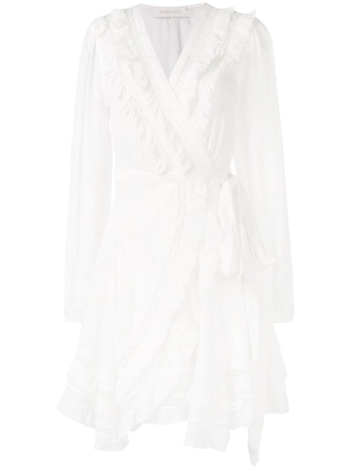 Zimmermann Ruffled Wrap Dress - White