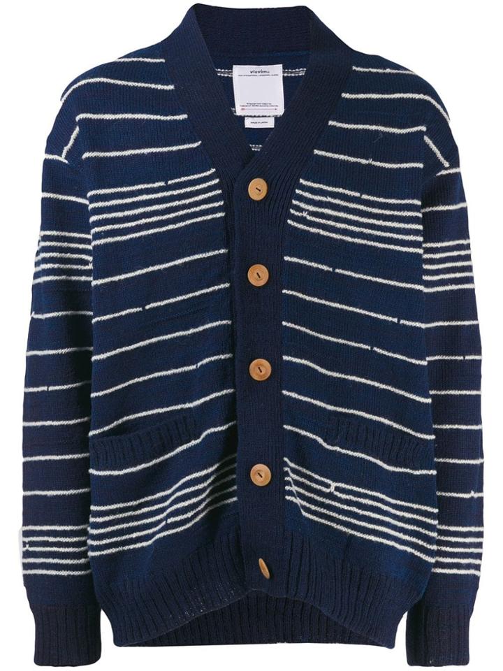 Visvim Striped Long-sleeve Cardigan - Blue