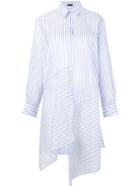 Jil Sander Navy Striped Asymmetric Shirt Dress - White