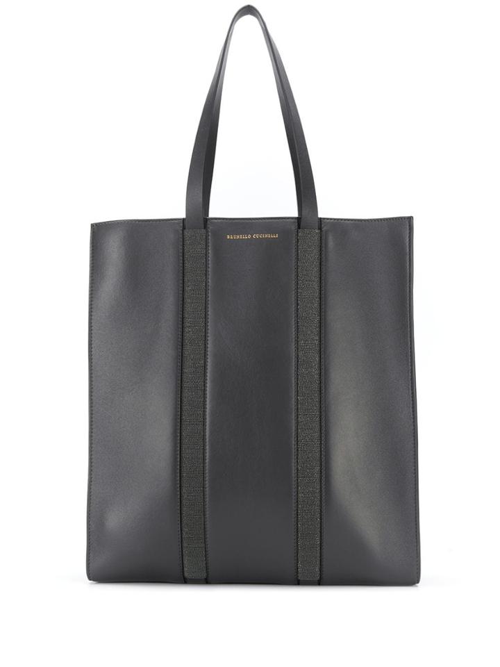 Brunello Cucinelli Bead Embroidered Tote - Black