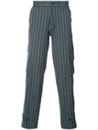 Undercover Cargo Pocket Striped Trousers, Men's, Size: 4, Blue, Cotton/polyurethane
