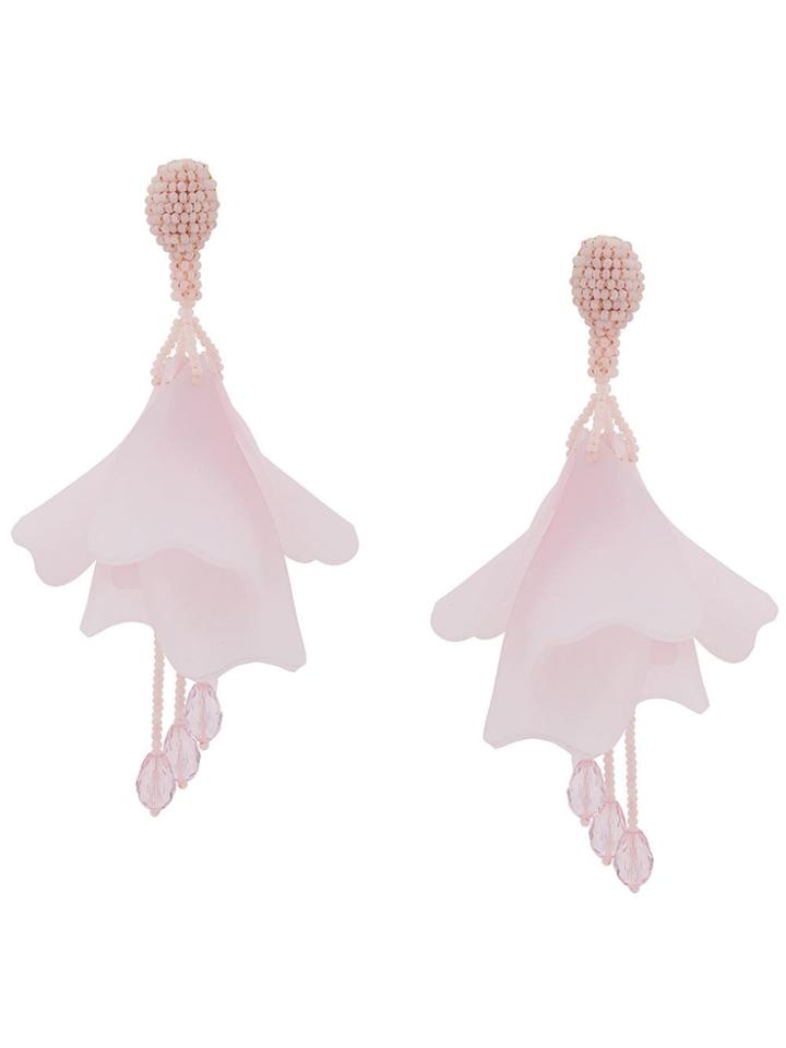 Oscar De La Renta Impatiens Flower Drop Earrings - Pink