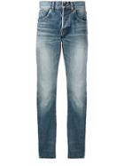Saint Laurent Bandana Raw Edge Slim Jeans - Blue