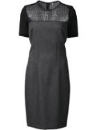 Elie Tahari Sheer Panel Dress, Women's, Size: 6, Black, Polyester/viscose/cotton/spandex/elastane