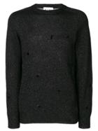 Dondup Distressed Metallic Knit Pullover - Black
