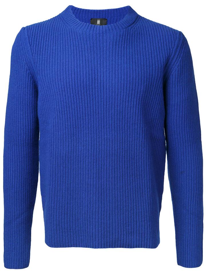 Kent & Curwen Ribbed Knit Jumper, Men's, Size: Medium, Blue, Cashmere/wool