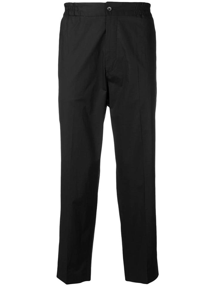Pt01 Cropped Straight Leg Trousers - Black